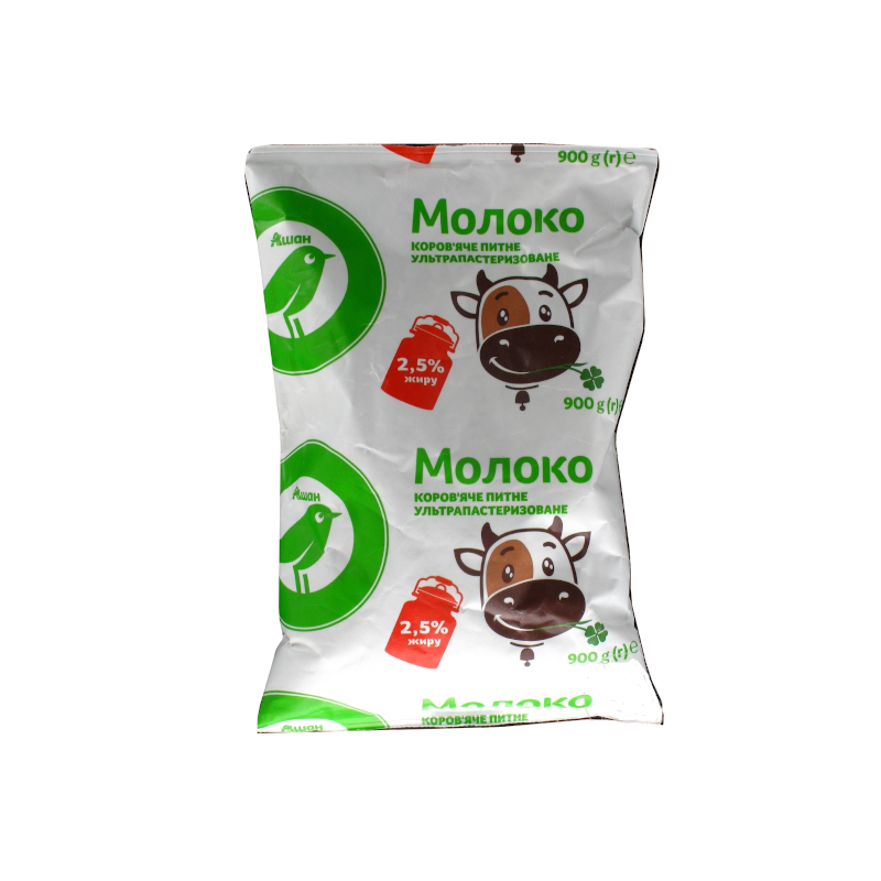 Молоко коров'яче АШАН, ультрапастеризоване, 2,5%, 900г